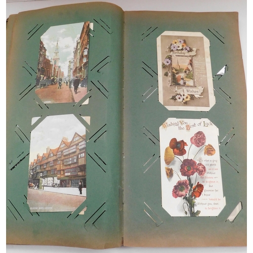 83 - Postcard album including - 153 antique & vintage cards