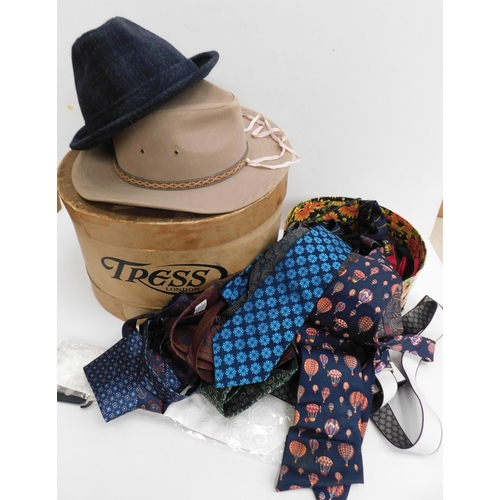 86 - Mixed items including - ties/braces & hats