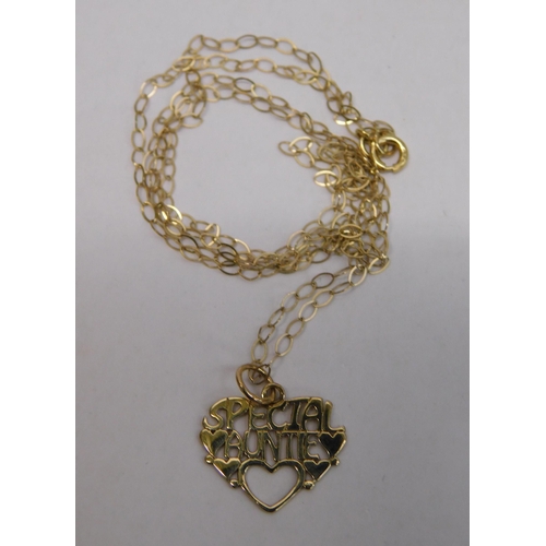 183 - 9ct gold chain - & Special Auntie/pendant