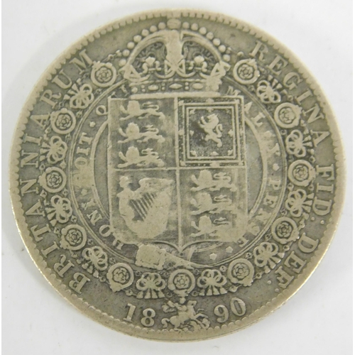 227 - Antique Victorian - 1890 dated/Half Crown coin