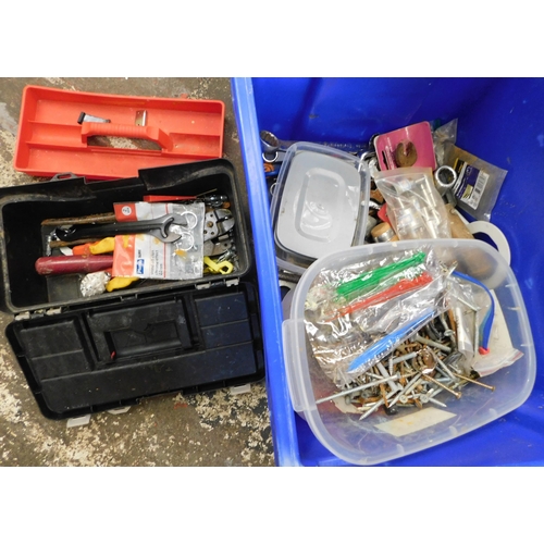 Box of screws, tools and fittings