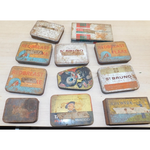 525 - Collection of vintage tins - mainly tobacco, Red Breast/ St Bruno containing screws etc.