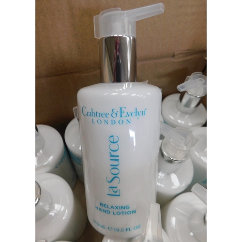 529 - Box of 12 new 315ml Crabtree and Evelyn 'La Source' relaxing hand lotion