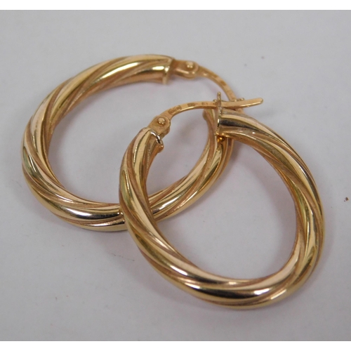 112 - 9ct gold - twist hoop/earrings