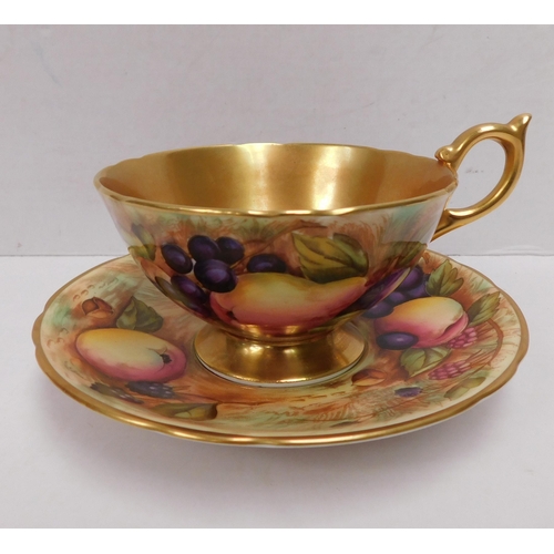 119 - Aynsley - hand painted/tea cup & saucer - signed I. Jones