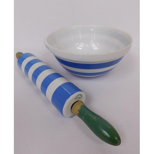 238 - T G Green/Cornish ware - mixing bowl & rolling pin