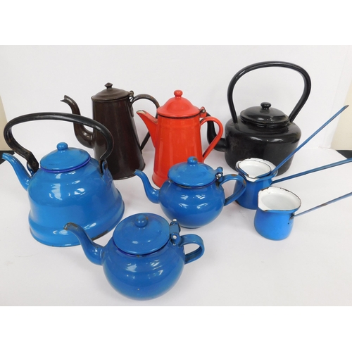 55 - Enamelled - teapots & ladles