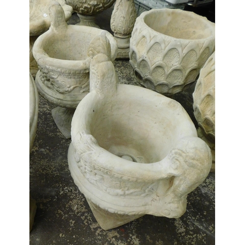 564 - Two stoneware planters on plinths