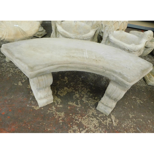 565 - Curved stoneware garden bench - approx. 40