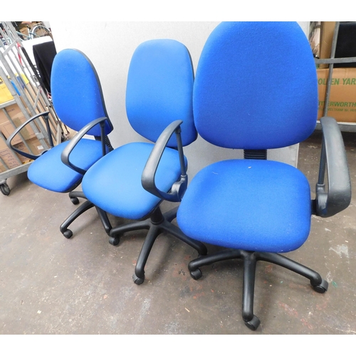 589 - Three office swivel  chairs - two with arms