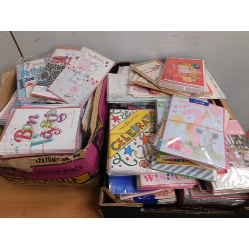 607 - Two boxes of assorted Birthday & Greetings cards etc
