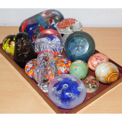 612 - Selection of glass paperweights etc.