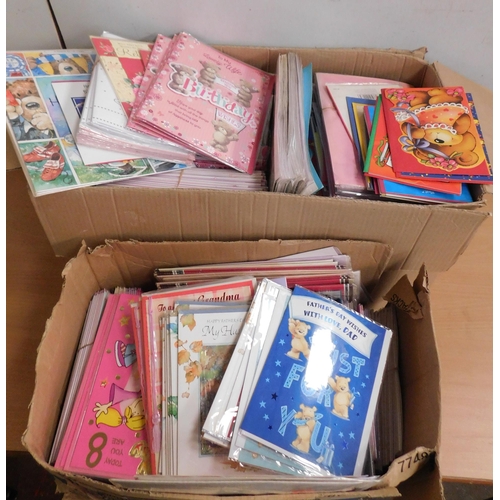 624 - Two boxes of assorted Birthday & Greetings cards etc