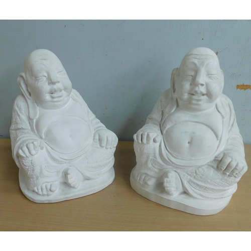 637 - Two plaster Buddha ornaments