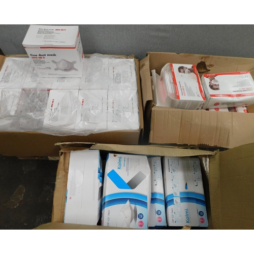 650 - Box of fine dust masks and two other boxes