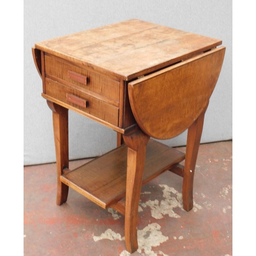 659A - Vintage sewing drop leaf table with drawers
