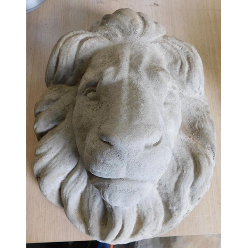 665 - Stoneware Lion mask wall plaque - approx. 16