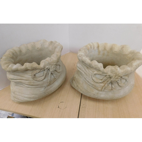 670 - Two Stoneware small sack planters - approx. 12