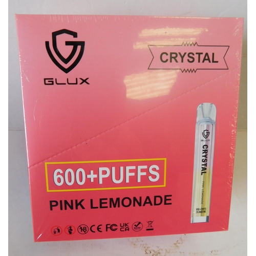 755 - Brand new and sealed Crystal vapes 600+ puffs 10pcs - Pink Lemonade