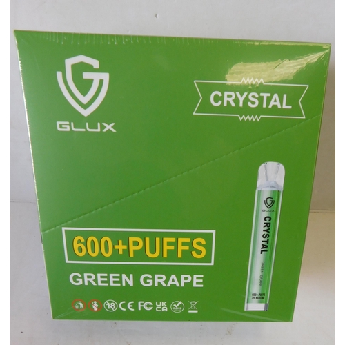 757 - Brand new and sealed Crystal vapes 600+ puffs 10pcs - Green Grapes