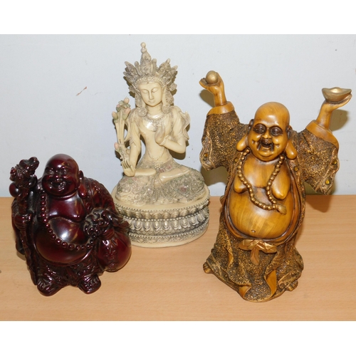 761 - Three ornamental Buddha figurines etc.