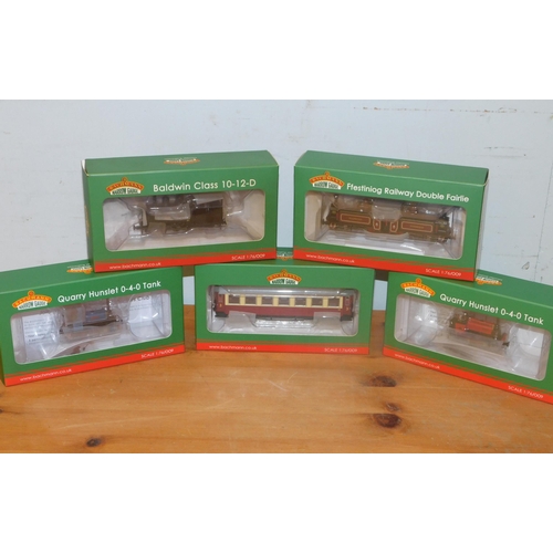 764 - Five Bachmann narrow gauge 1:76 scale model trains