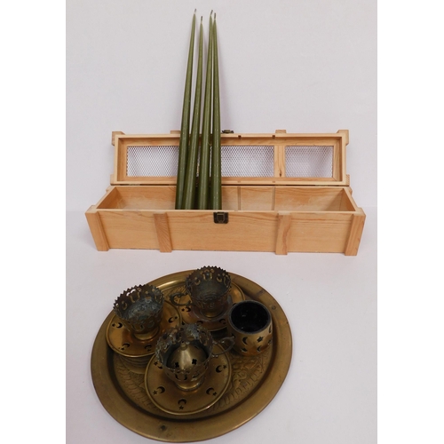 86 - Brass - candle holders & candles