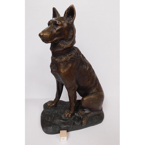 88 - Terracotta - Alsatian figure/signed F. Foucher - with foundry mark/stamp - approx. 18