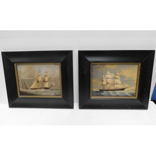 11 - Pair of - antique style/clipper ship prints - framed
