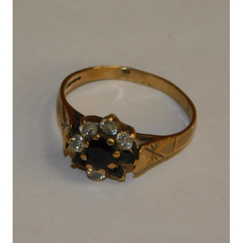 113 - 9ct gold - CZ set ring/missing stones - approximate combined weight 2.3gs