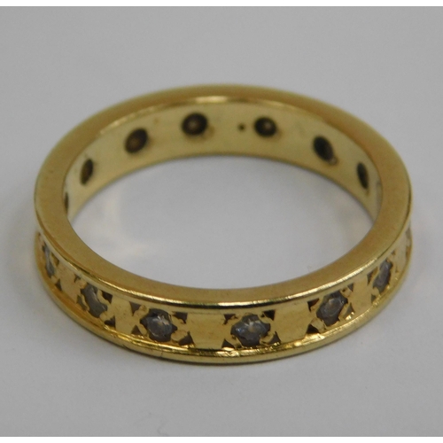 130 - Gold/bespoke made - unmarked/South African diamond set band ring - approximate combined weight 4.6gs