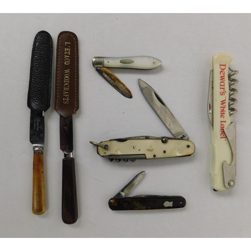 136 - Pen/pocket & fruit knives - corkscrew & letter openers