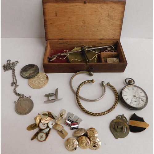 167 - Mixed items including - pocket watch & cufflinks