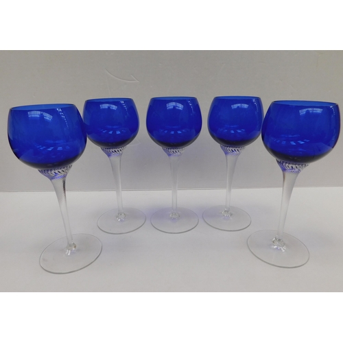 173 - Blue glass - twisted stem/goblets