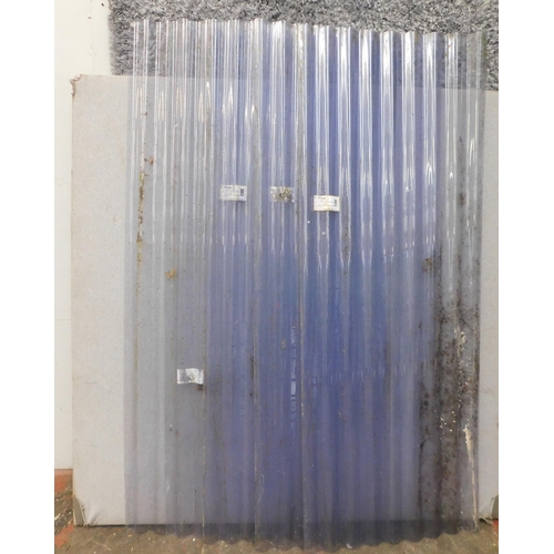 501 - Five sheets of corrugated roof - blue translucent plastic - approx. 1.8m x 0.66m