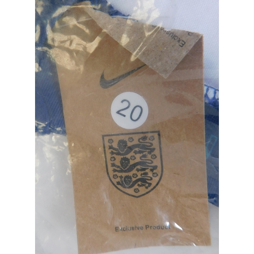 537 - Nike replica England football shirt - new in bag, size 20 - with accompanying shorts