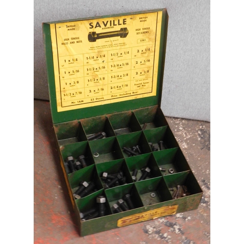 537A - Vintage Saville metal bolts and nuts box with contents