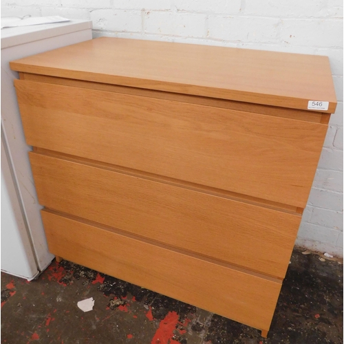546 - Three drawer chest of drawers