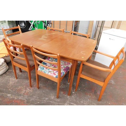 561 - Mid-century extending table and 6x Schreiber chairs