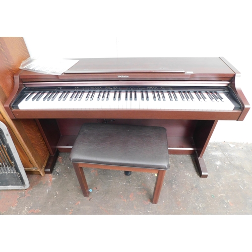 579 - Technics electric digital piano with stool etc. W/O
