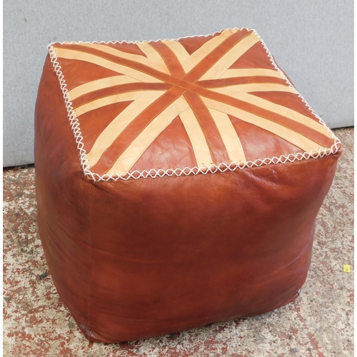 586 - Vintage leather pouffe