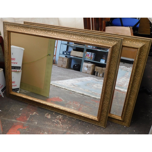 587 - Pair of large framed bevel edged mirrors - approx. 42