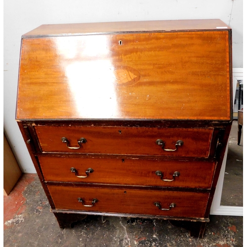 591 - Vintage inlaid mahogany writing desk