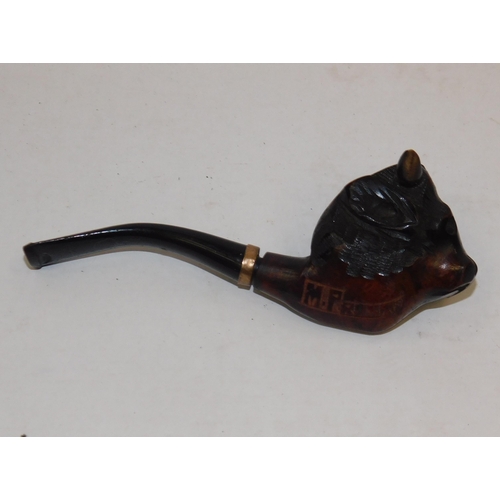 691 - Collection of vintage smokers pipes incl: French carved examples etc with stand