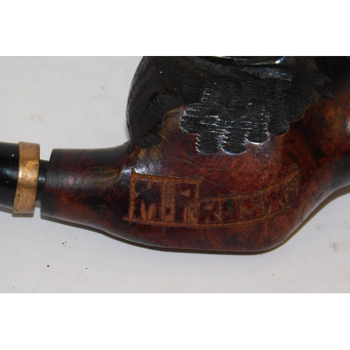 691 - Collection of vintage smokers pipes incl: French carved examples etc with stand