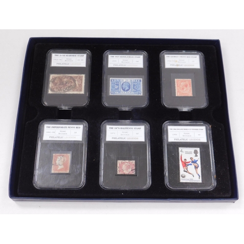 759A - Six cased collectors stamps