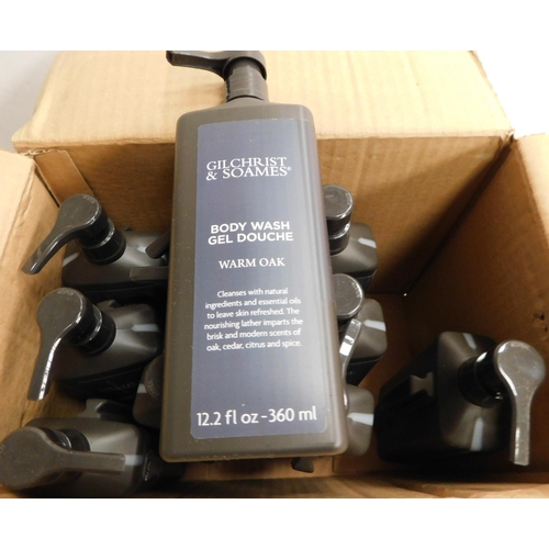 774 - Box of 11x Gilchrist and Soames body wash/ shower gel - 360ml 'warm oak'