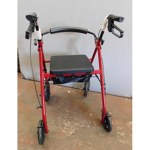 820 - Four wheeled mobility walker with seat