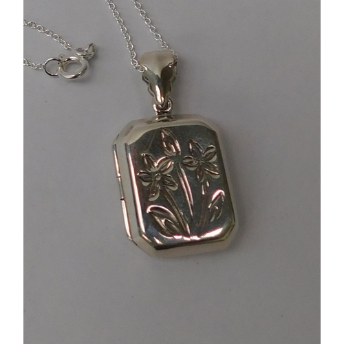 244 - Silver - locket & chain