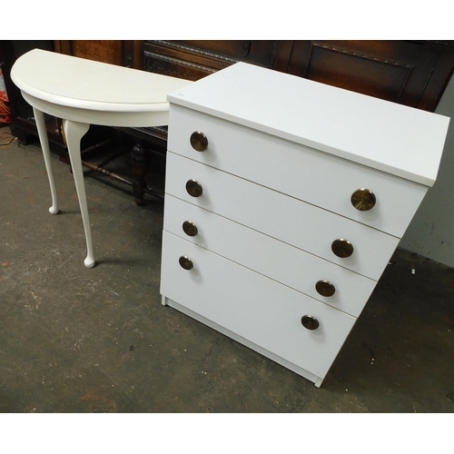 581 - Half moon table and set of drawers